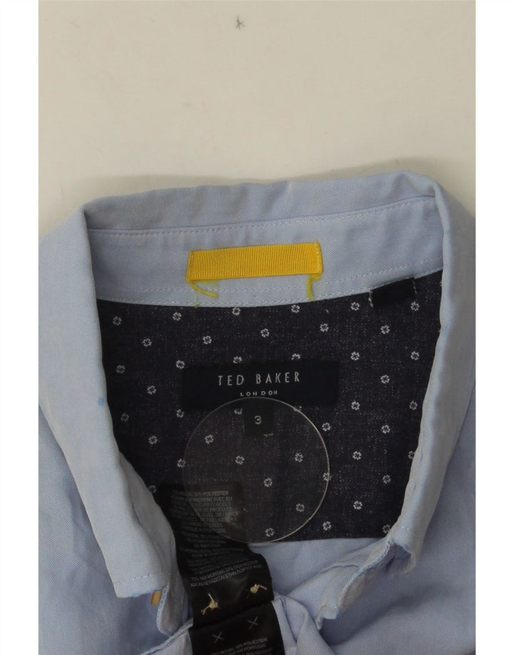 Ted Baker Chemise à manches courtes pour homme Taille 3 Bleu moyen Modal