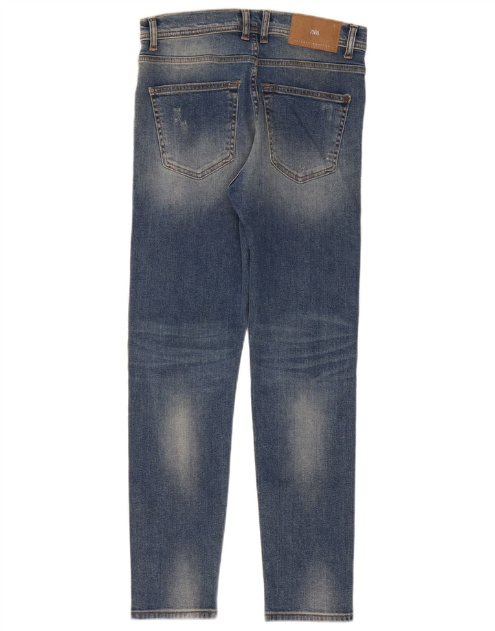 Zara Jean slim vieilli pour homme EU 38 Small W30 L30 Bleu