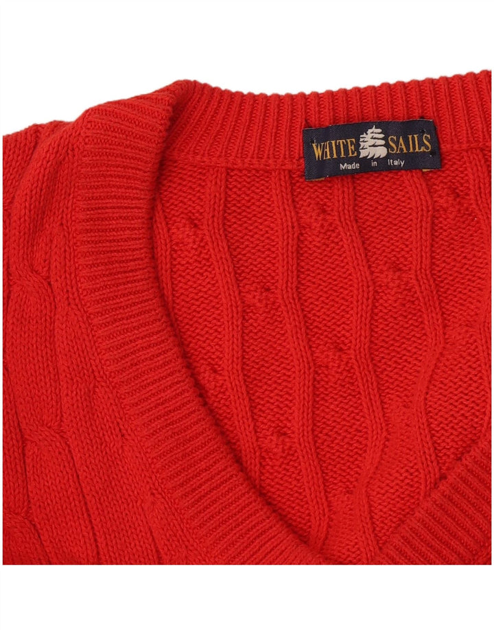 White Sails Pull col V pour homme Large Orange