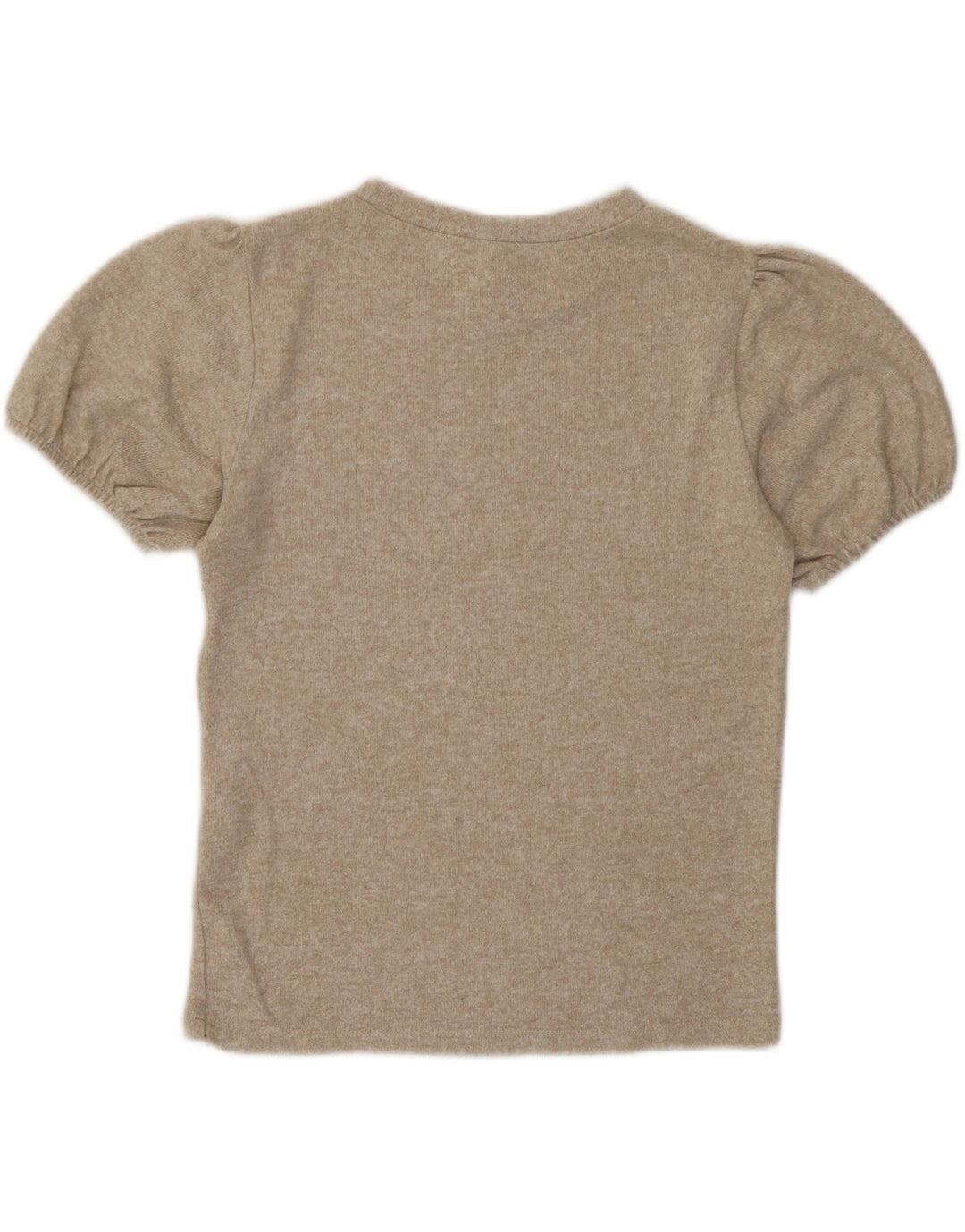 Zara Femme T-Shirt Top UK 12 Viscose Moucheté Beige Moyen