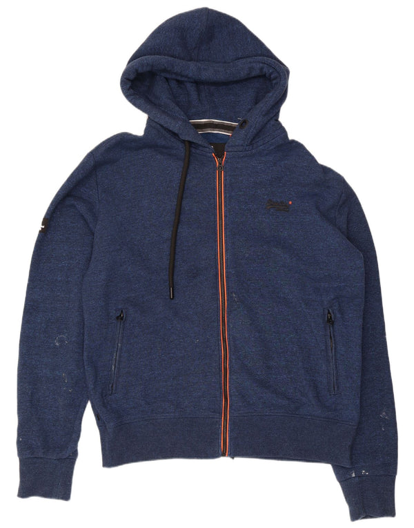 Superdry Pull à capuche zippé pour homme 2XL en coton bleu marine