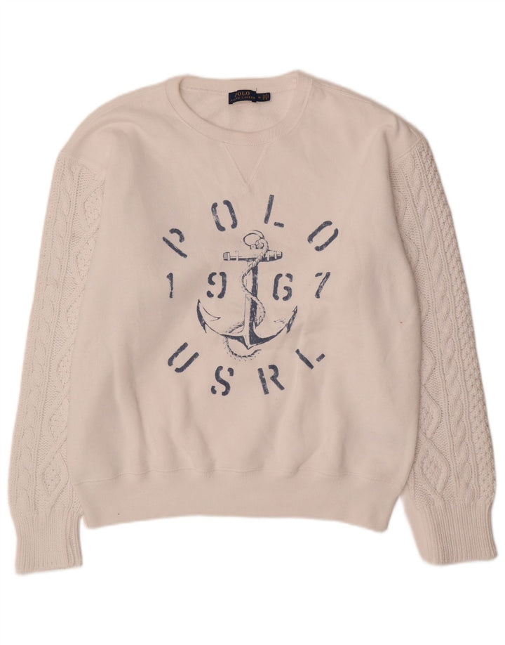 Polo Ralph Lauren Sweat-shirt graphique pour homme en coton blanc moyen