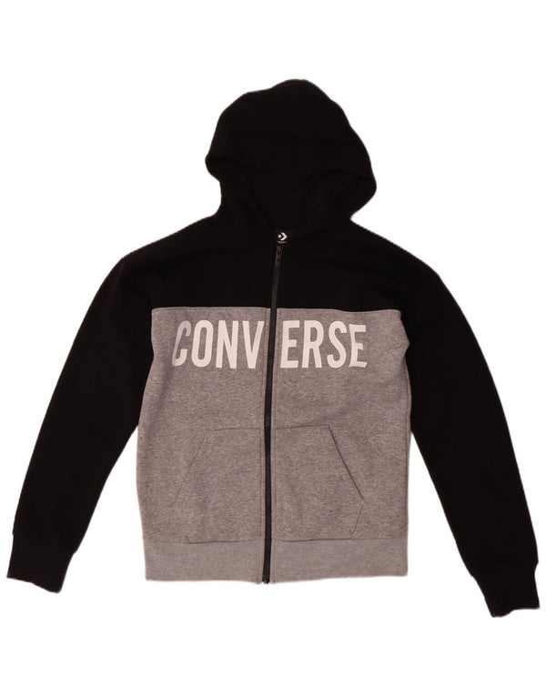 Converse Pull à capuche graphique zippé pour garçon 12-13 ans - Grand color block gris