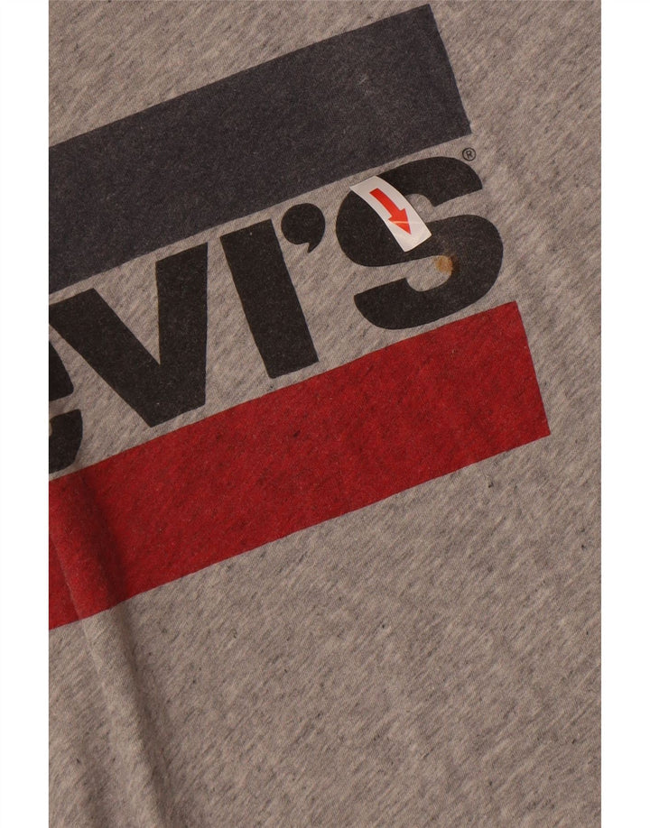 Levi's T-Shirt Graphique Femme UK 12 Gris Moyen Moucheté Coton