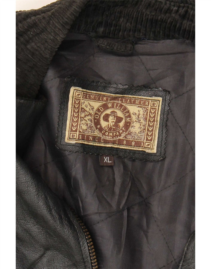 manteau en cuir homme vintage UK 42 XL Noir