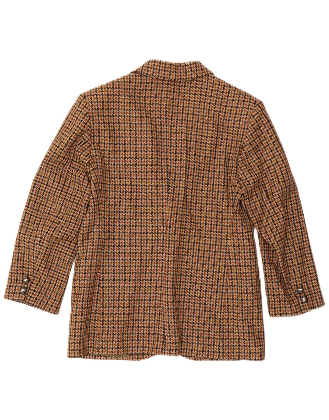vintage Femme 2 Bouton Blazer Veste IT 44 Laine Pied-de-Poule Brun Moyen