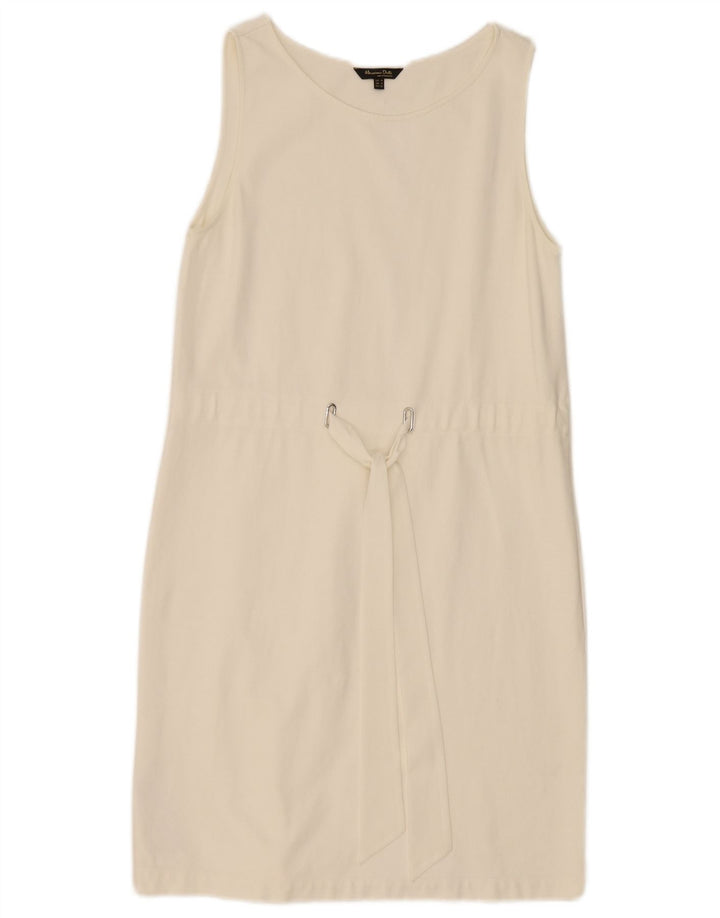 Massimo Dutti Robe droite sans manches pour femme UK 12 Polyester blanc moyen