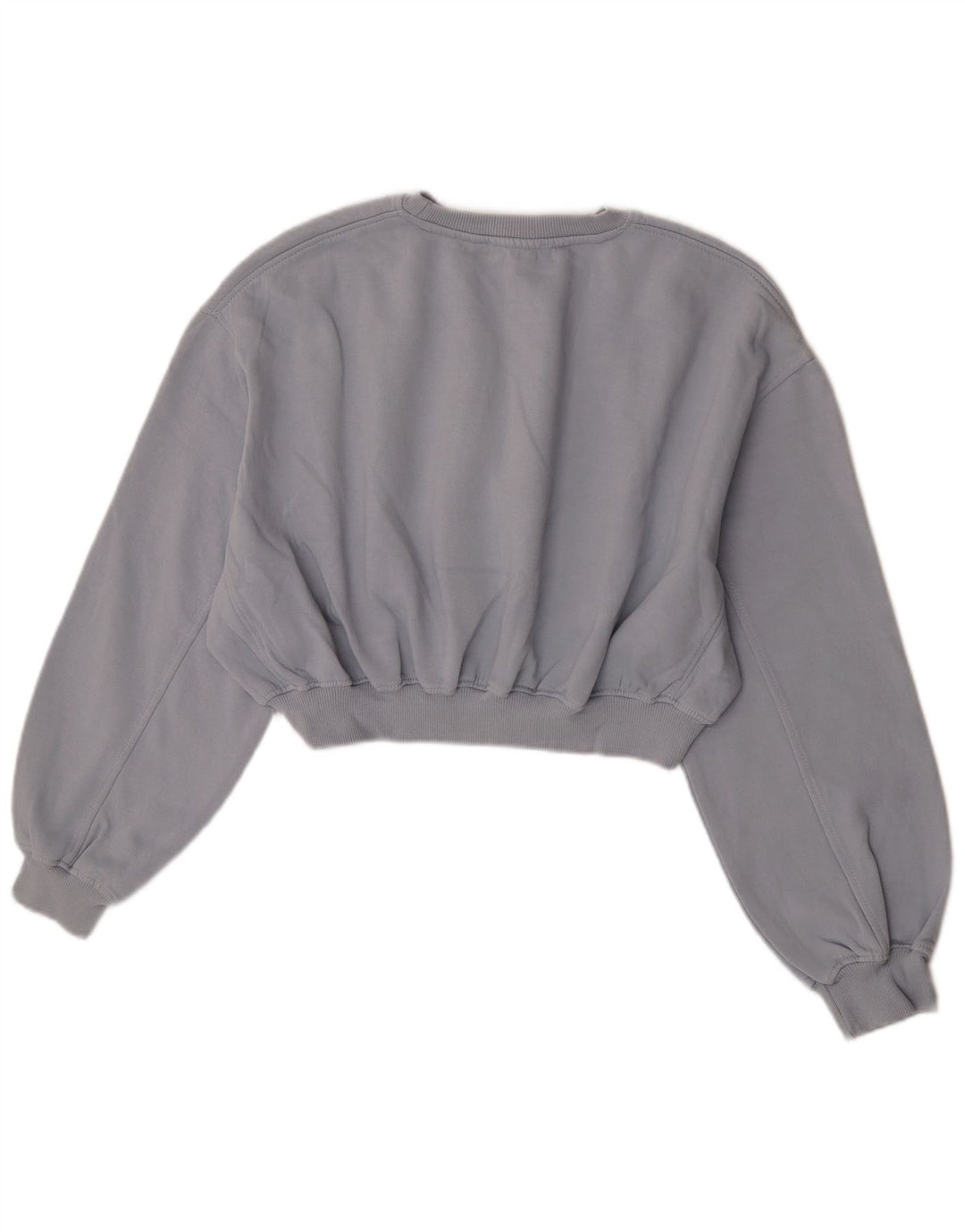 Zara Womens Crop Sweatshirt Jumper UK 14 Coton Gris Moyen