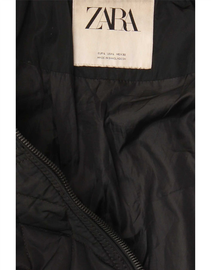 Zara Veste matelassée pour femme UK 16 Large Noir Polyester