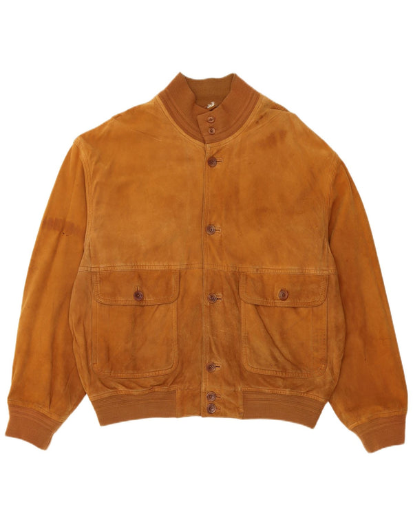 veste bomber en daim femme vintage UK 18 XL Marron