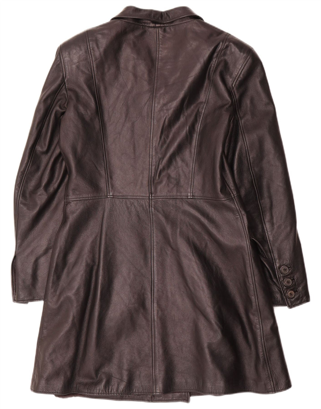 manteau en cuir femme vintage IT 44 Moyen Noir