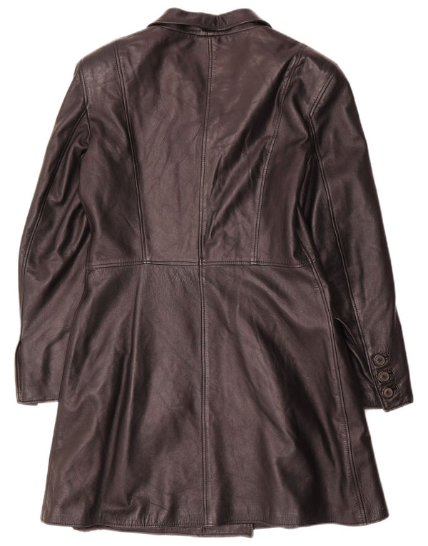 manteau en cuir femme vintage IT 44 Moyen Noir