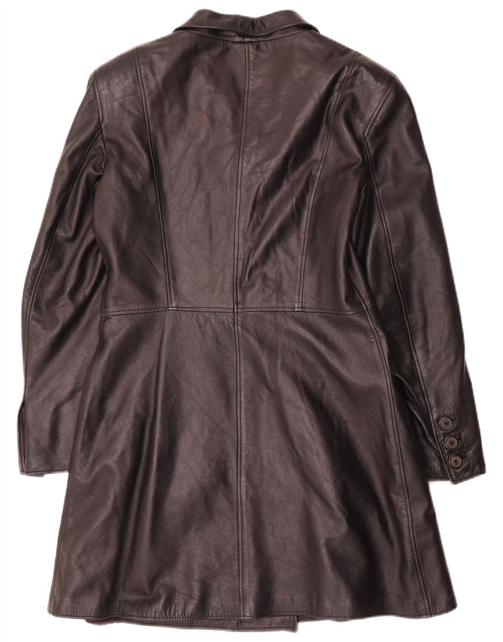 manteau en cuir femme vintage IT 44 Moyen Noir