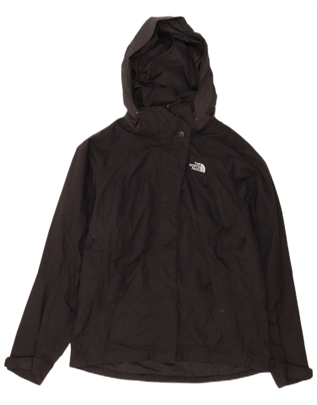 The North Face Veste coupe-vent à capuche pour femme UK 14 Medium Black Nylon
