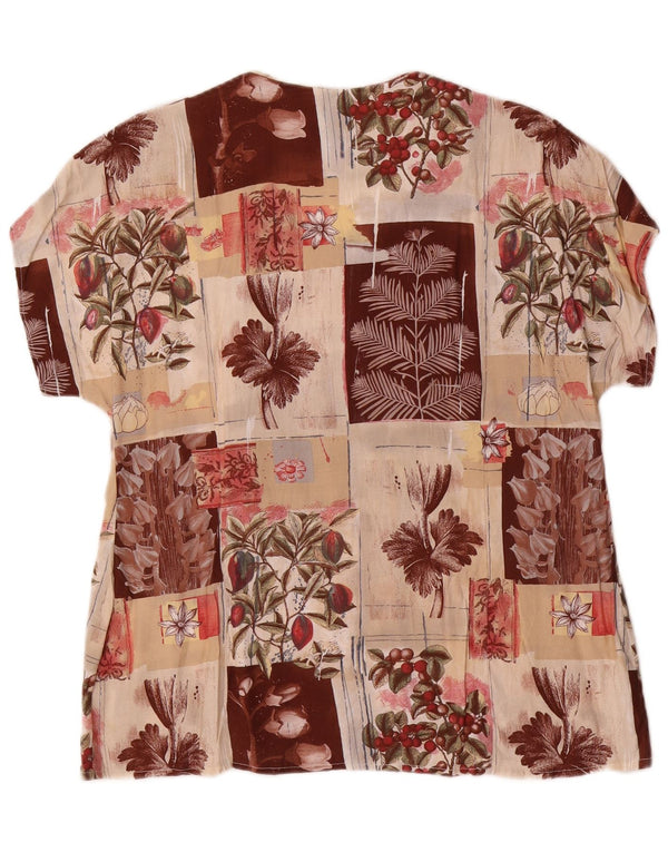 vintage Femme Chemise À Manches Courtes Blouse UK 16 Grand Floral Multicolore