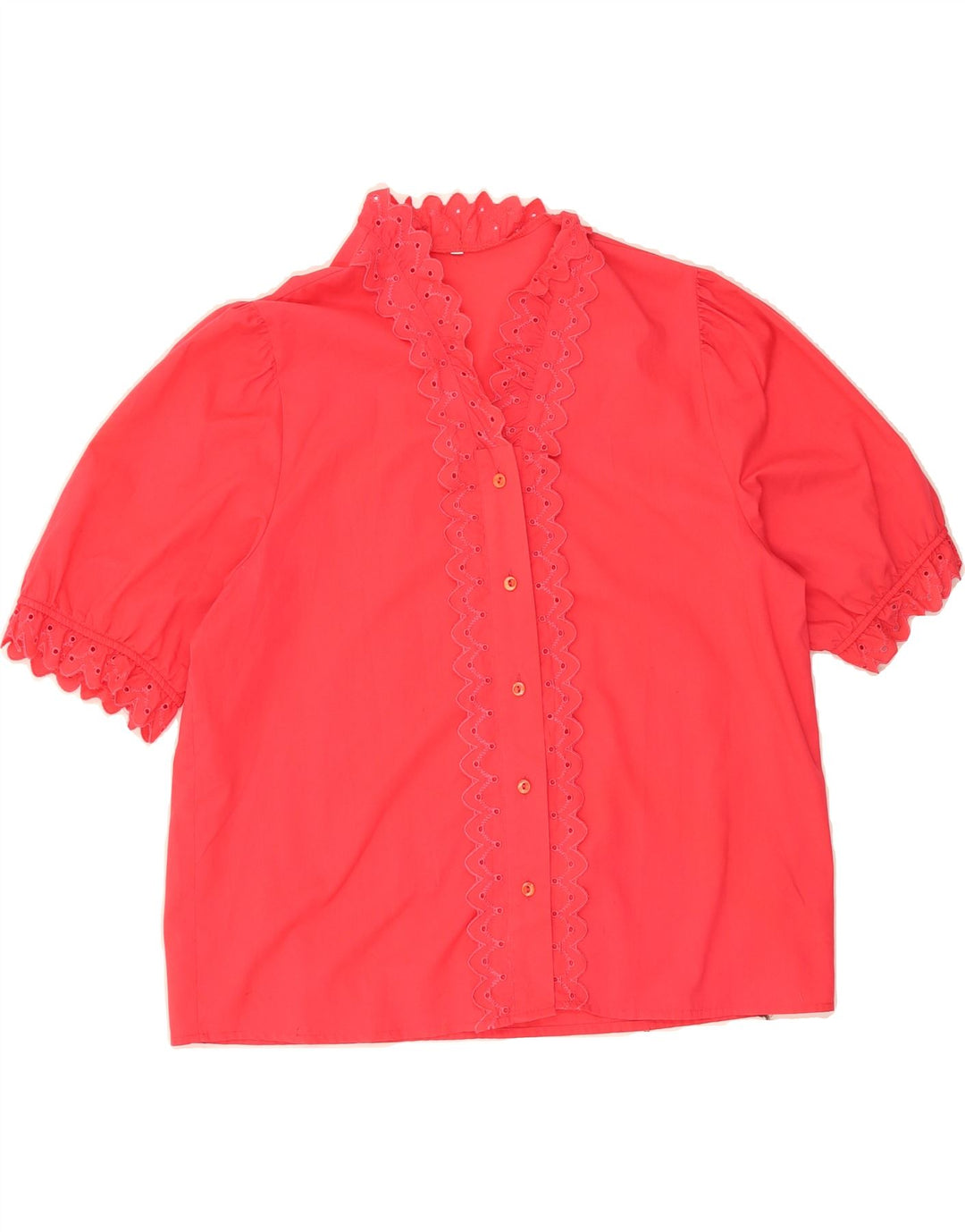 VINTAGE Womens Short Sleeve Shirt Blouse IT 44 Medium Pink Cotton Vintage Vintage and Second-Hand Vintage from Messina Hembry 