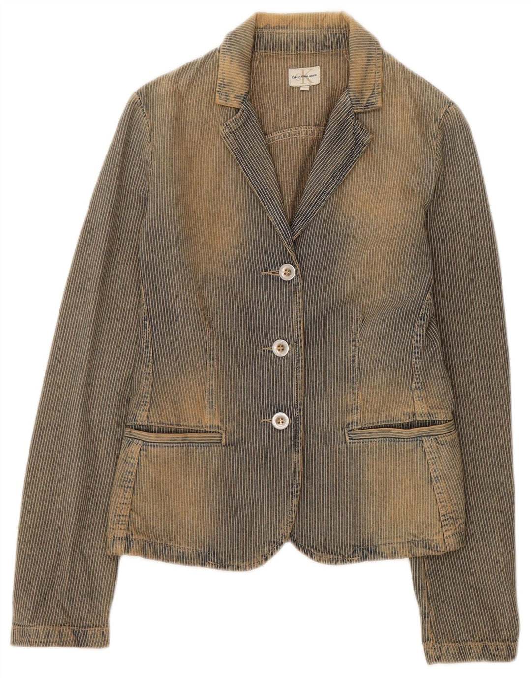 Calvin Klein Jeans Veste blazer à 3 boutons pour femme UK 10 Petit Bleu