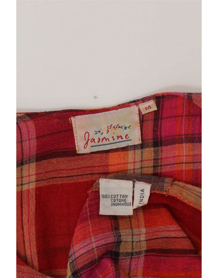 vintage Femme Robe A-Line UK 14 Moyen Multicolore Patchwork Coton