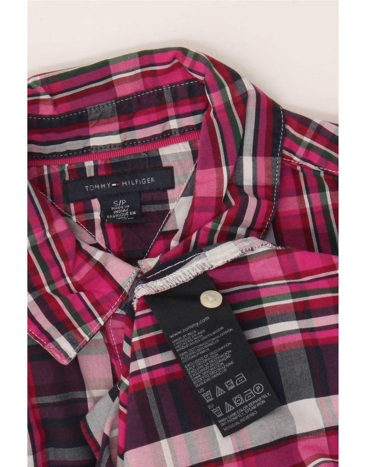 Tommy Hilfiger Chemise Femme UK 10 Petit Coton à Carreaux Rose