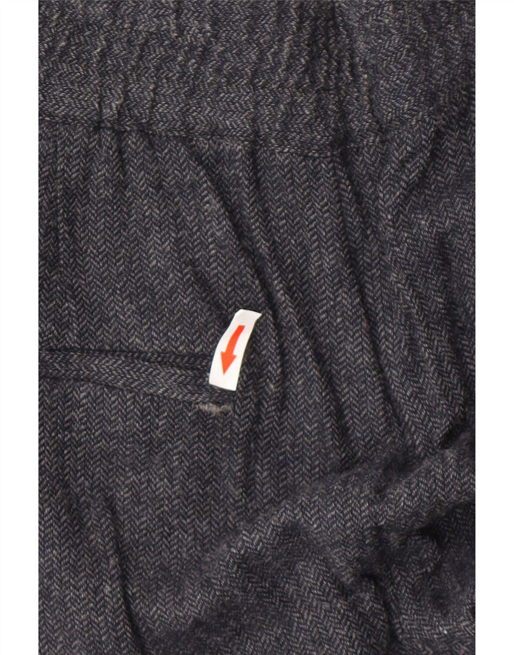 Zara Pantalon De Jogging Femme Moyen W28 L27 Bleu Marine Herringbone Viscose
