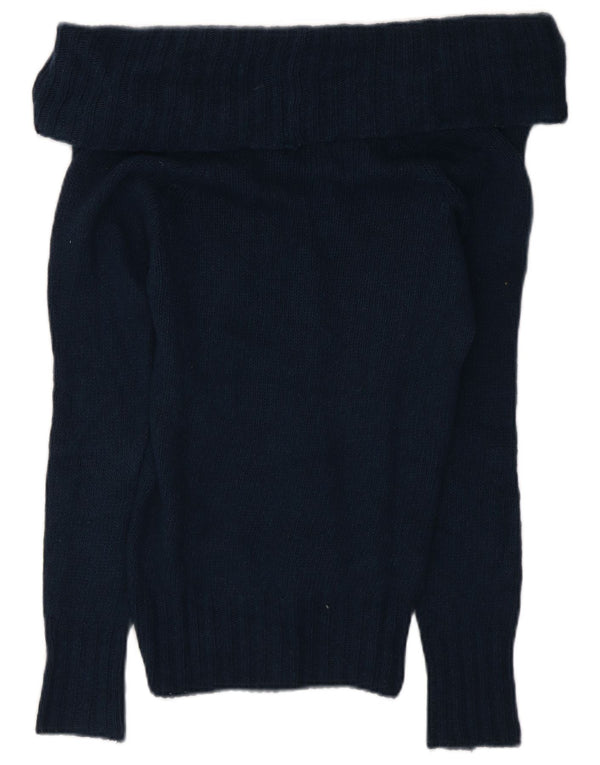 Massimo Dutti Pull col roulé pour femme UK 10 Petite laine bleu marine