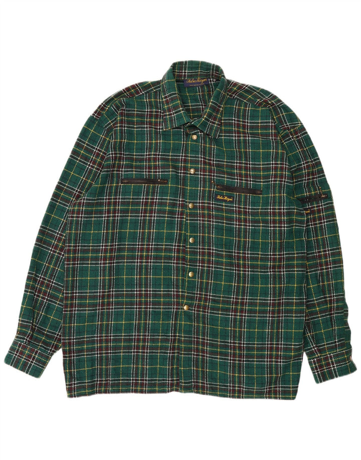 vintage Mens Overshirt Flanelle Chemise 2XL Vert Check