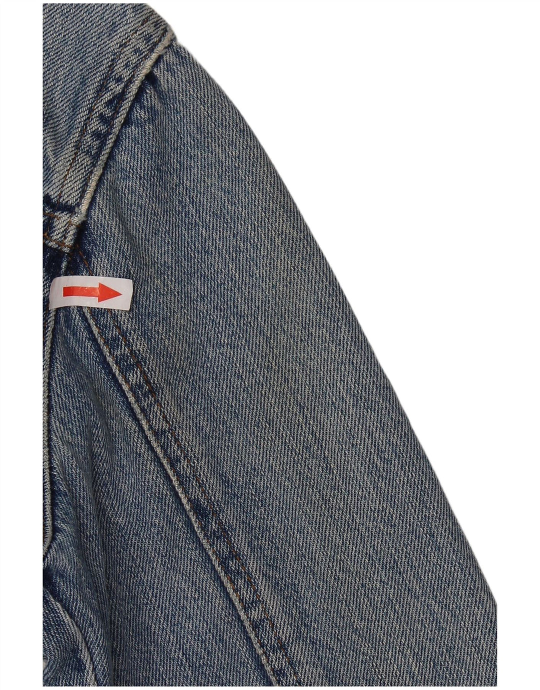 VINTAGE Veste en denim crop femme UK 14 Bleu moyen