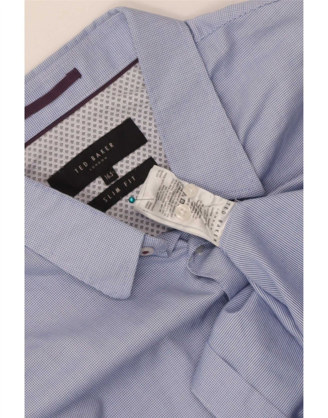 Ted Baker Chemise Slim Fit pour Homme Taille 16 1/2 Grand Coton à Carreaux Bleu