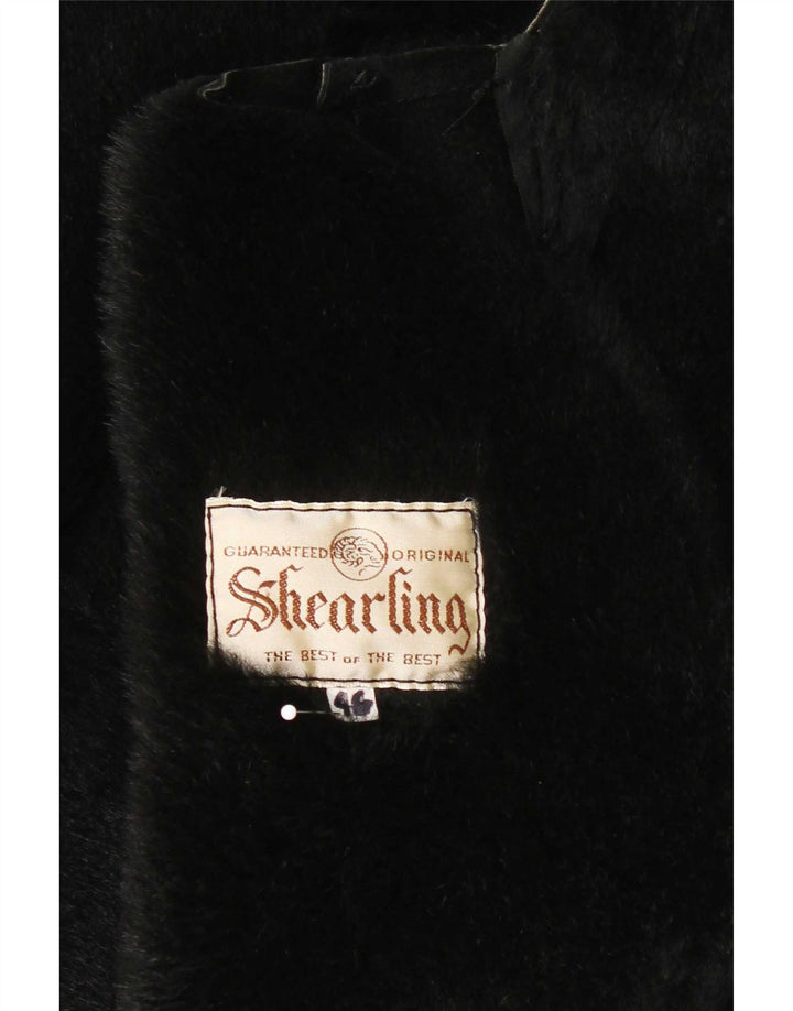 vintage Femme Manteau en peau de mouton surdimensionné IT 46 Grand Shearling noir