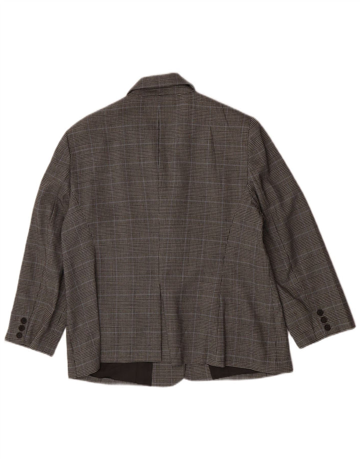 Luisa Spagnoli Veste Blazer 3 Boutons Femme IT 50 XL Laine à Carreaux Gris