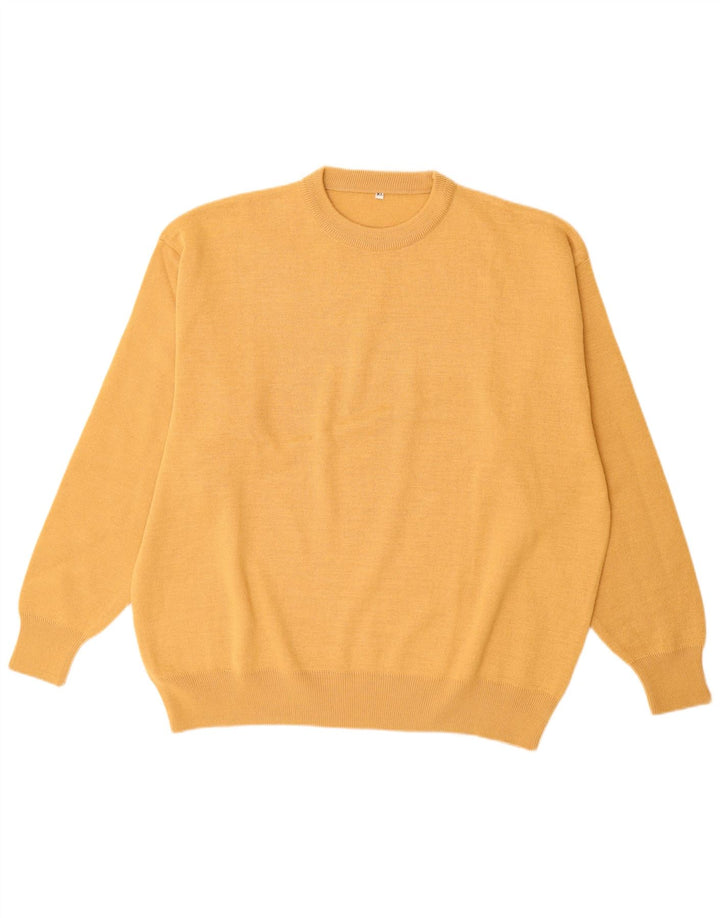 vintage Mens Crew Neck Jumper Pull XL Laine Jaune