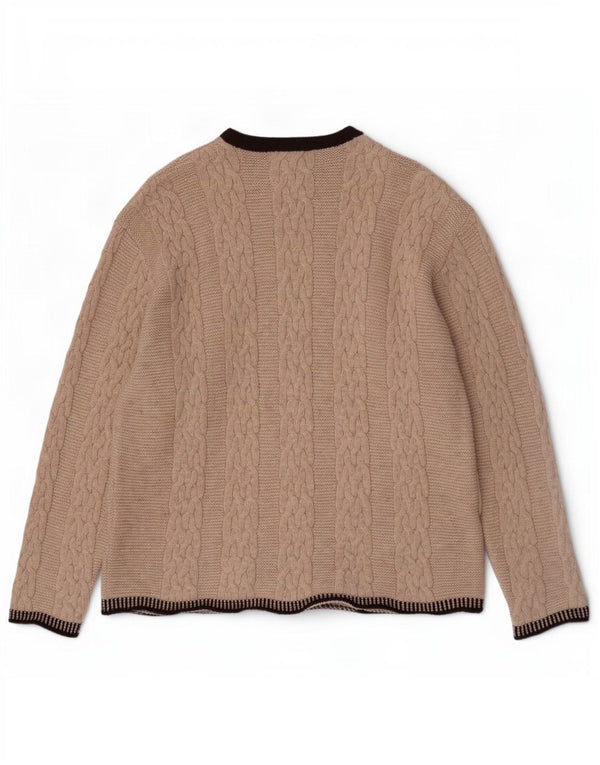 vintage Mens Zip Neck Jumper Pull Grande Laine Colorblock Beige