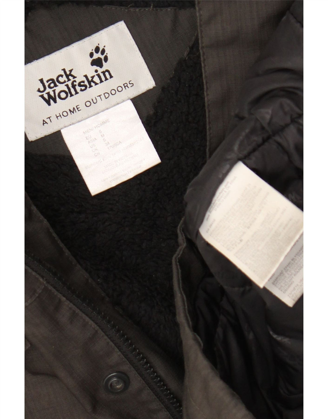 Jack Wolfskin Veste Sherpa Parka à capuche pour homme UK 34 Petit Gris Polyester