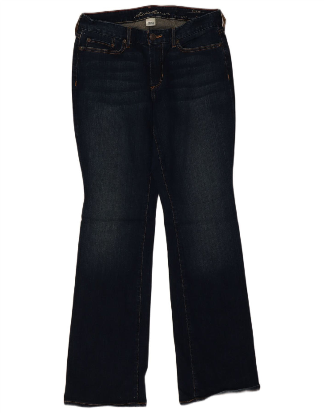 EDDIE BAUER Jean bootcut courbé pour femme US 8 Medium W34 L32 Bleu marine