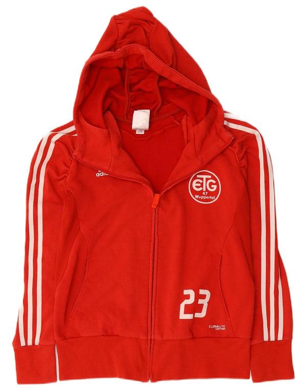 Adidas Climalite Graphic Zip Sweat à capuche pour femme UK 12 Rouge moyen Coton
