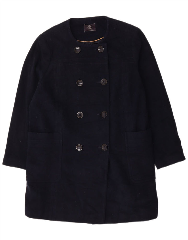 Marks & Spencer Manteau croisé pour femme UK 22 3XL Bleu marine Laine