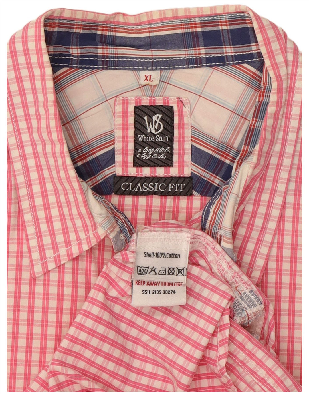 Chemise Coupe Classique Homme White Stuff XL Coton à Carreaux Rose
