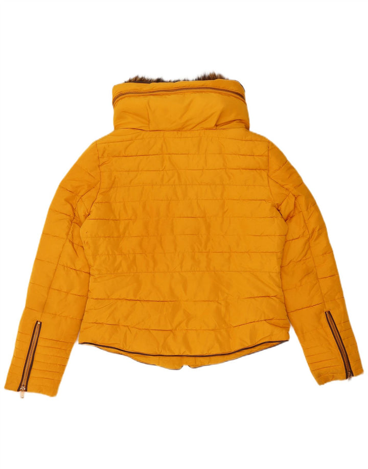 Zara Veste matelassée à capuche pour femme UK 16 Large Jaune
