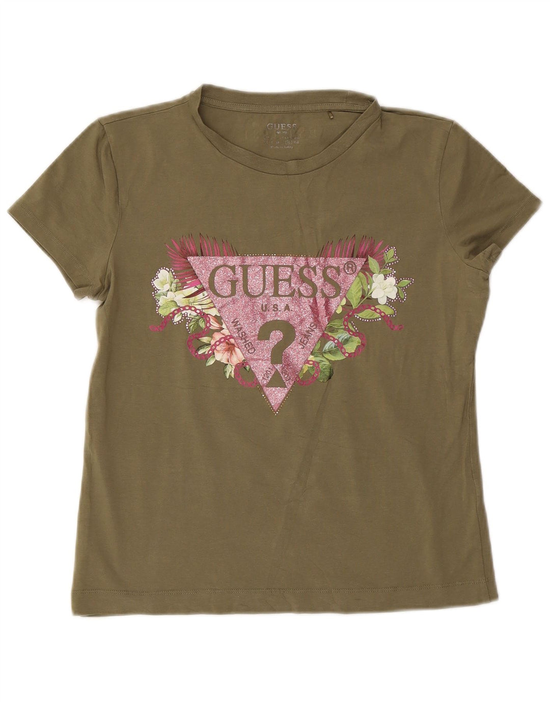 Guess T-Shirt Graphique Femme UK 18 XL Kaki
