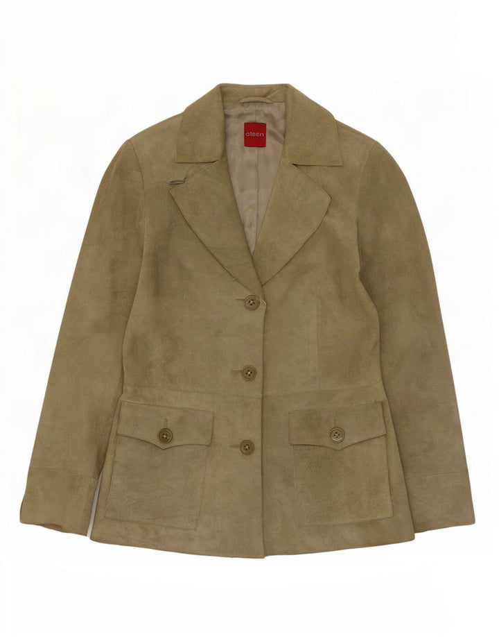 Olsen Veste blazer en daim à 3 boutons pour femme UK 8 Petit acétate vert