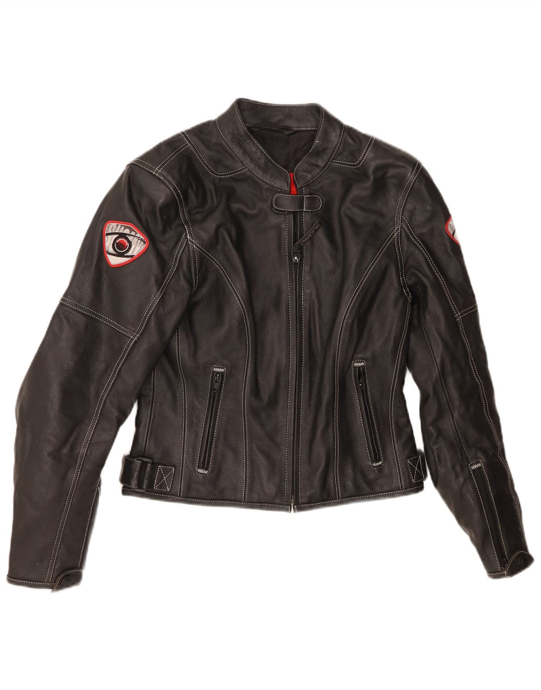Suomy Veste en cuir Moto Racer pour femme UK 12 Cuir noir moyen