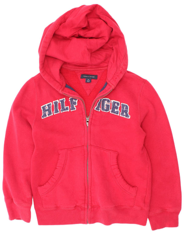 Tommy Hilfiger Pull à capuche zippé graphique pour garçon 4-5 ans XS Rouge Coton