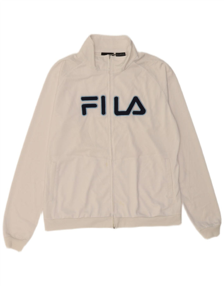 Fila Veste de survêtement graphique pour femme UK 16 Large Blanc