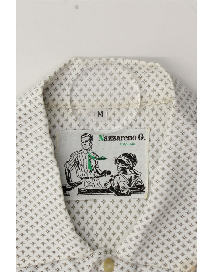 NAZZARENO G. Chemise à manches courtes pour hommes, viscose à pois blanc moyen