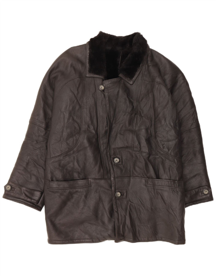 VINTAGE Manteau en peau de mouton pour homme IT 52 XL en peau de mouton noire