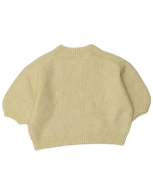 Zara Pull court surdimensionné à col rond pour femme UK 6 XS Jaune