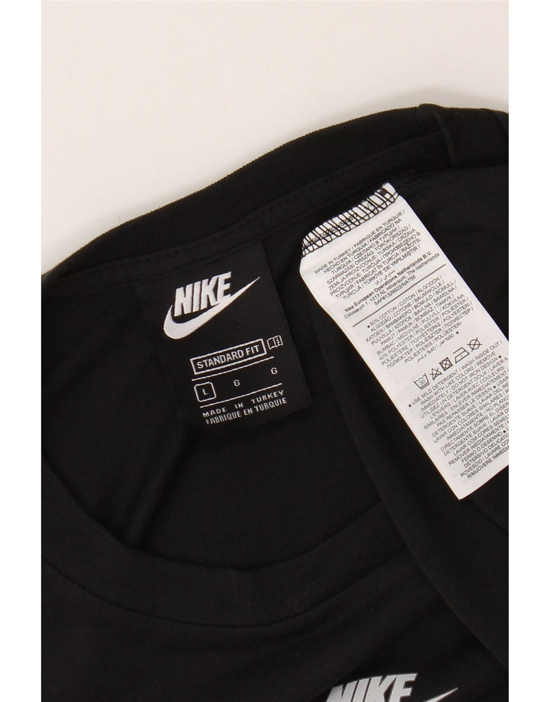 NIKE T-shirt coupe standard pour hommes, grand, en coton noir