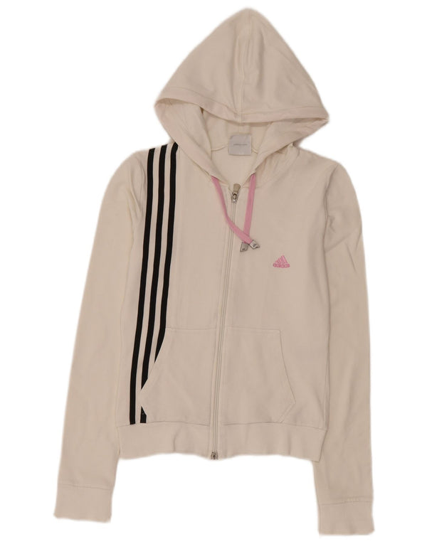 Adidas Pull à capuche zippé pour femme UK 18 Grand coton blanc