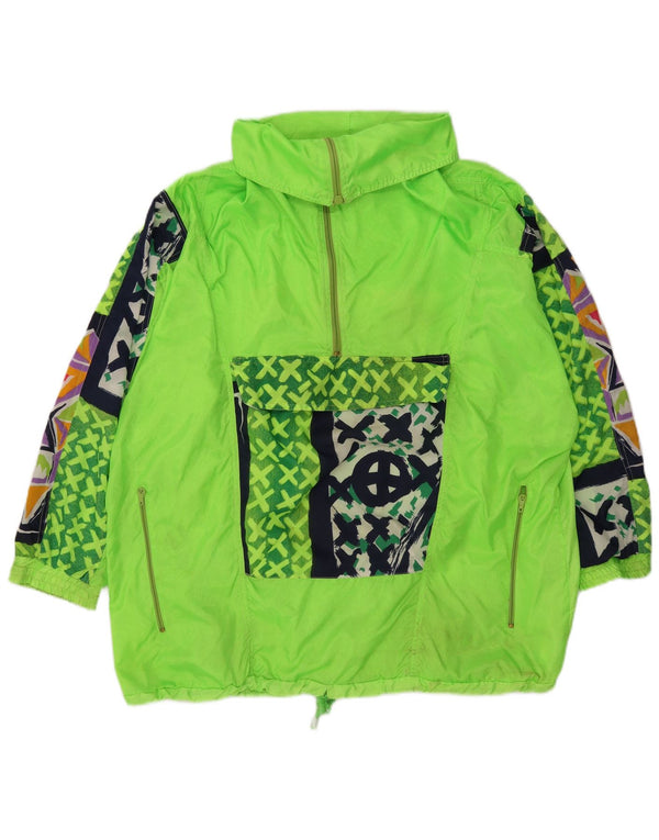 vintage Mens Anorak Rain Jacket UK 40 Grand Polyester Géométrique Vert