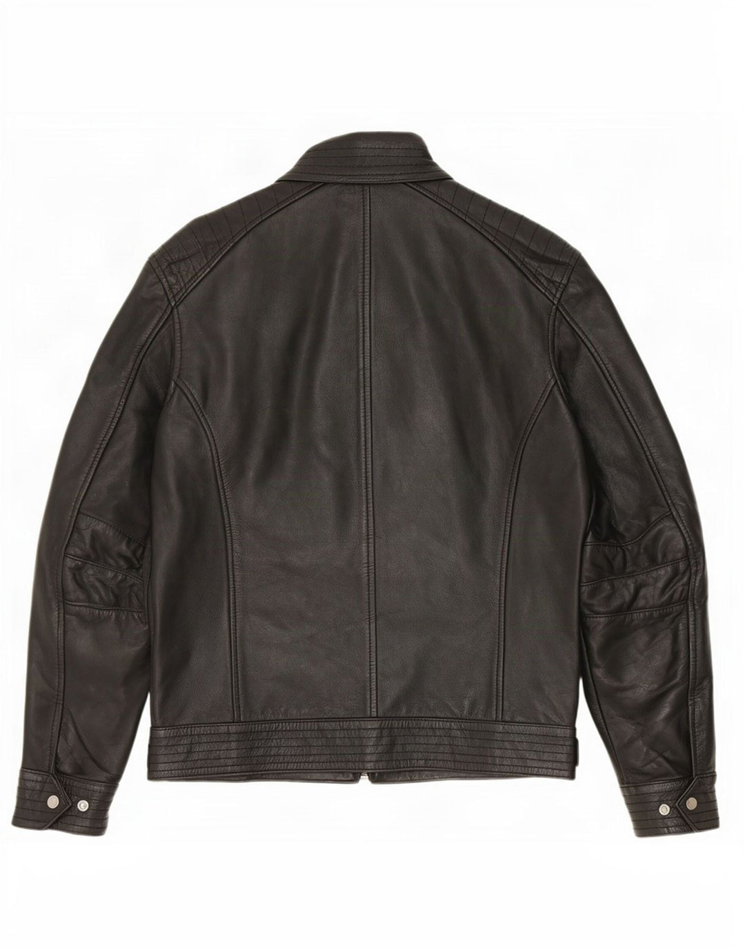 Veste en cuir femme vintage UK 14 Noir Moyen